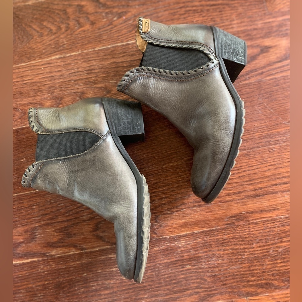 PIKOLINOS gray Ankle Boots whip stitch almond toe ANDORRA Chelsea style 37 6.5 - Picture 2 of 9